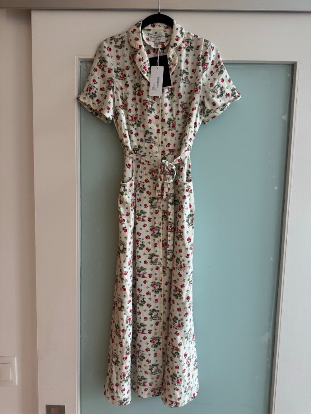 NWT HVN Maria Farm Print Long Silk Dress Size 4